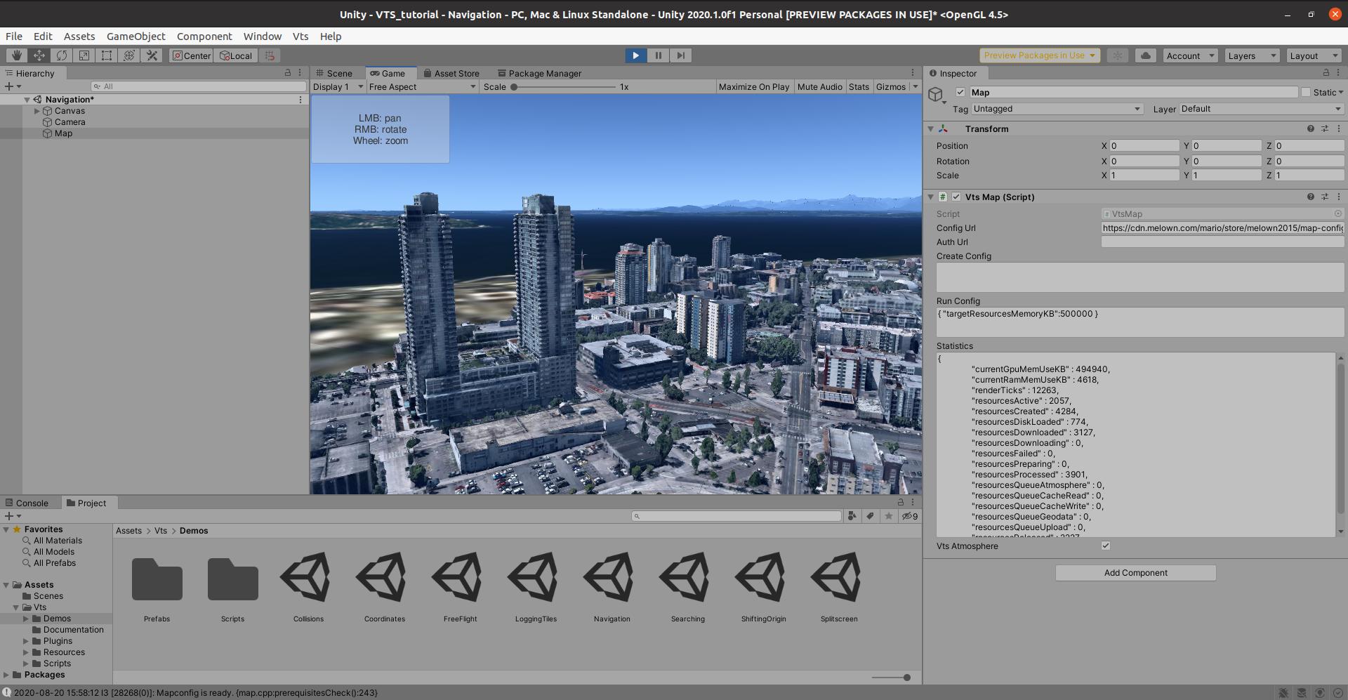 VTS landscape plugin in Unity 3D environment